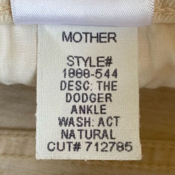 Mother Denim The Dodger Ankle Cream Straight Leg High Rise Jeans NWT Size 34 - Picture 7 of 9